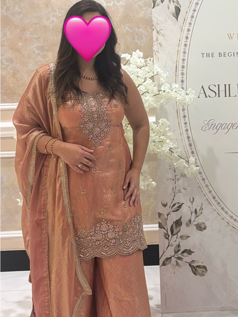 Embroidered Peach/Coral/Pastel Sharara Suit Set